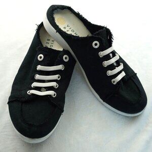 Vionic Beach Breeze Black Canvas Slip-On Sneakers Womens 8.5